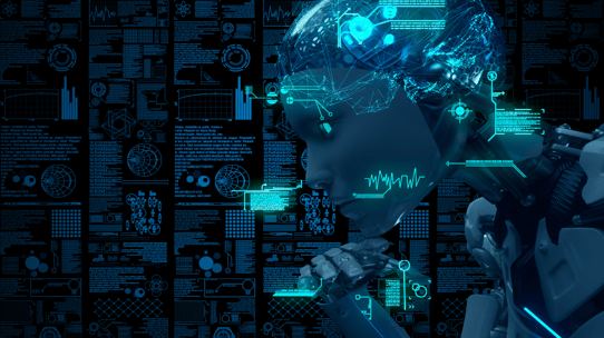 Black Minimalist Modern AI Robot Presentation